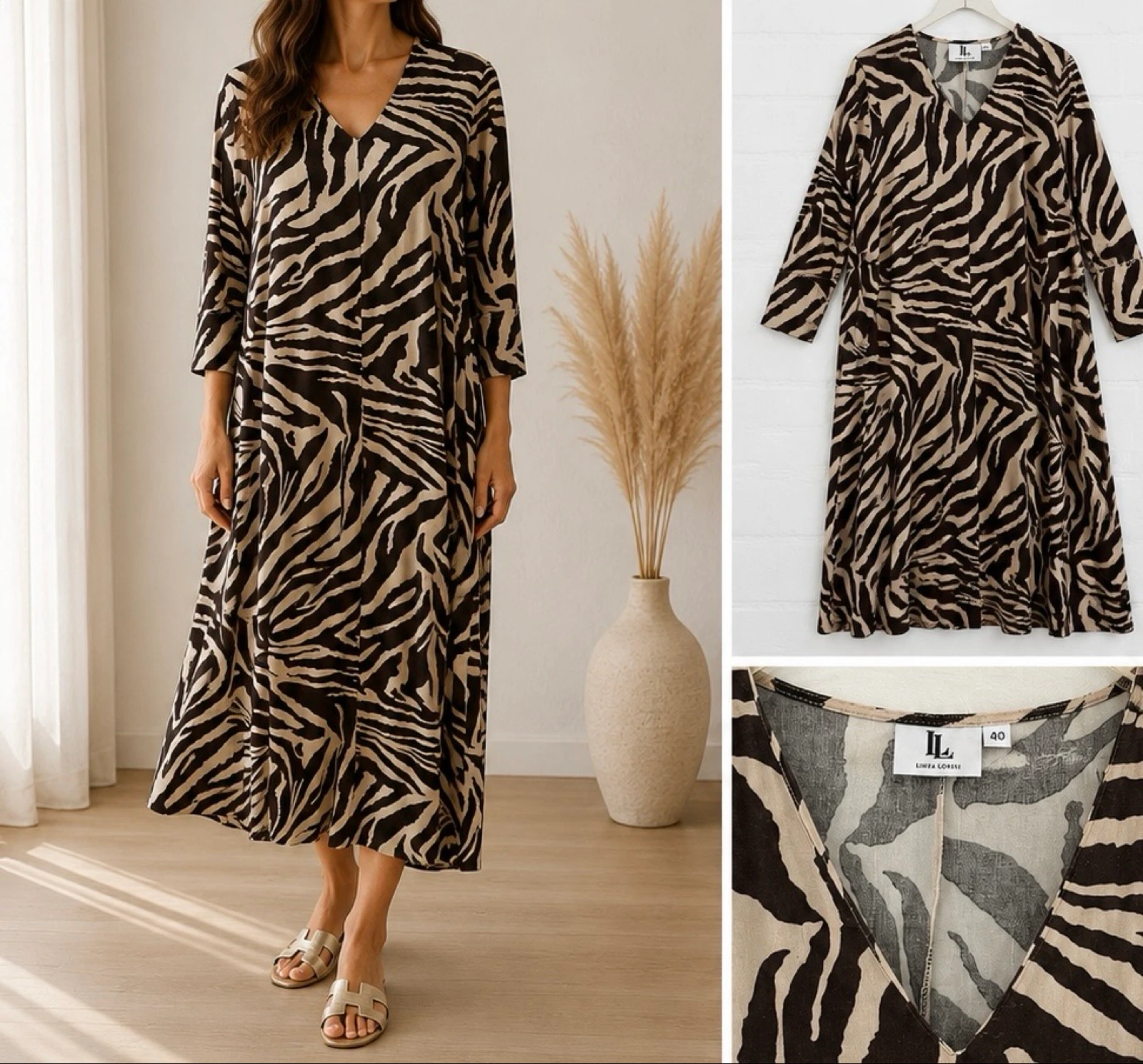 Linea Loressi zebraprint jurk maat 40 linnenmix – photo 2